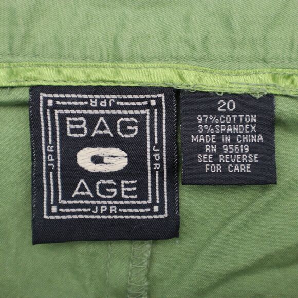 Bag Age Shorts Womens 20 Green High Rise Cotton Medium Wash Elastic Waist - Picture 2 of 16